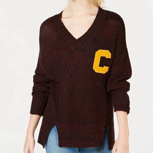 Ultra Flirt V- Neckline‎ With A Fuzzy Letter Patch Sweater